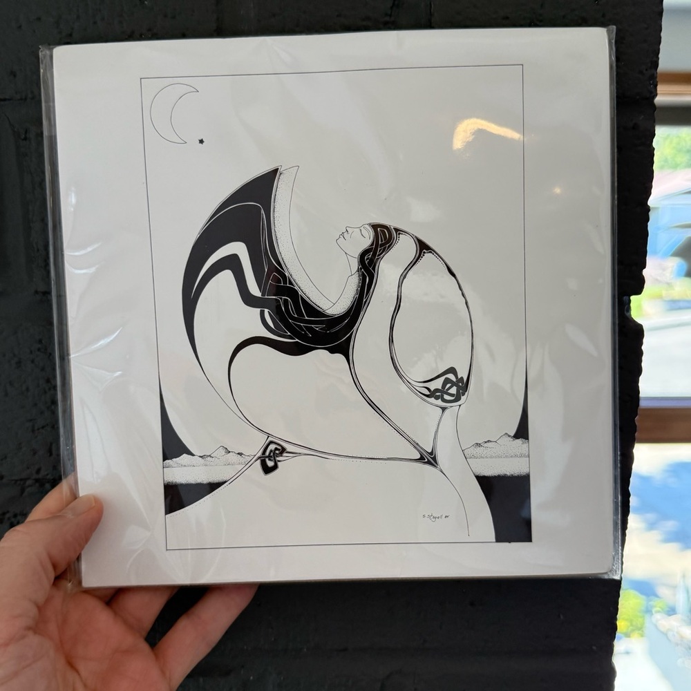 Steve Stegall “Moon Spirit”Abstract Black and White Art Print 8x8
